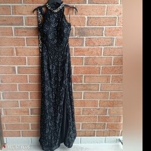 Alyce Paris Long Lace Gown With Side Llit